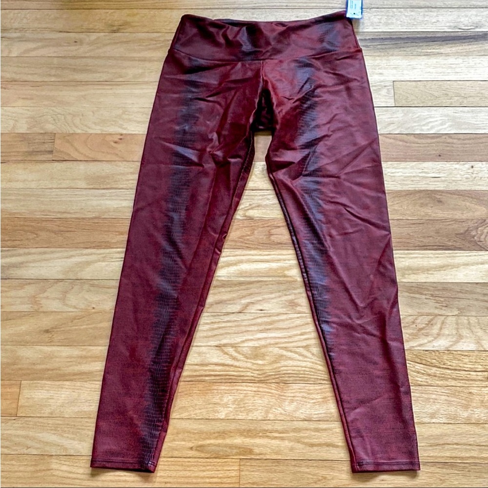 Snakeskin leather red and black pants